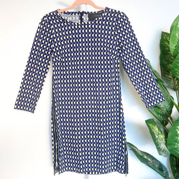 J. Crew Jet Set Women's Geometric Print Patterned Side Zip Career Shift Dress - Picture 5 of 12